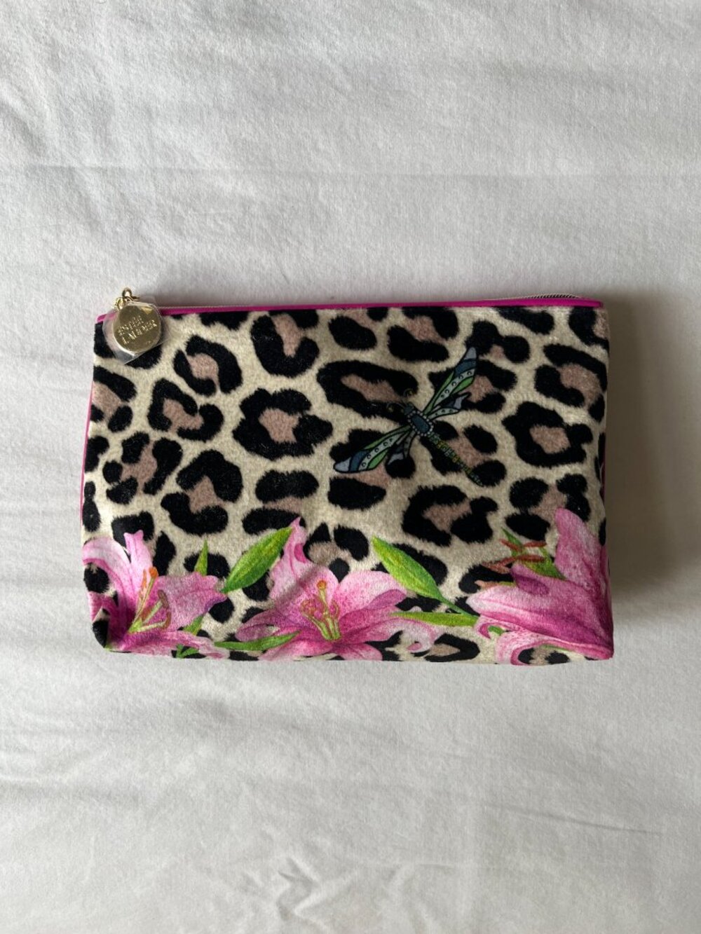 Estée Lauder Makeup Bag in Leopard Floral Velvet, NWT
